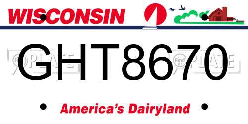 GHT8670 Wisconsin License Plate