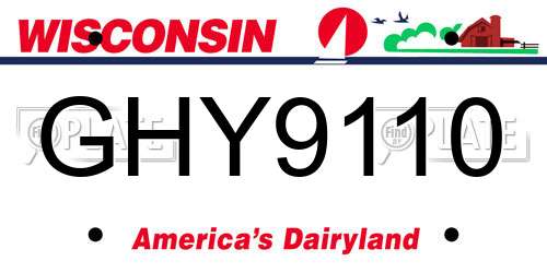 GHY9110 Wisconsin License Plate