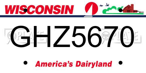 GHZ5670 Wisconsin License Plate