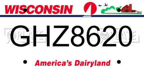 GHZ8620 Wisconsin License Plate