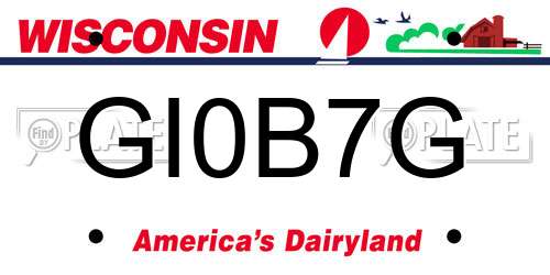 GI0B7G Wisconsin License Plate