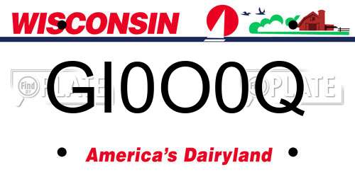 GI0O0Q Wisconsin License Plate