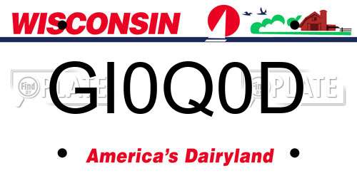 GI0Q0D Wisconsin License Plate