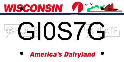 GI0S7G Wisconsin License Plate