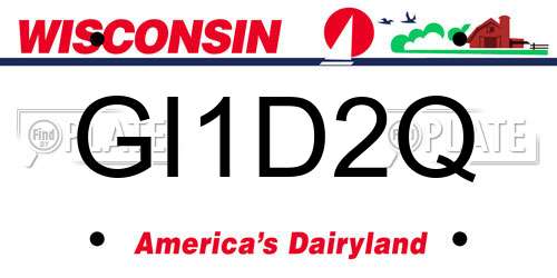 GI1D2Q Wisconsin License Plate