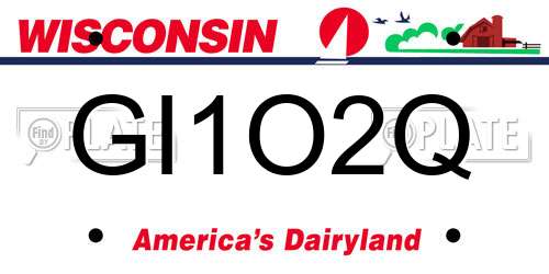 GI1O2Q Wisconsin License Plate