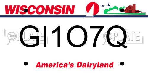 GI1O7Q Wisconsin License Plate