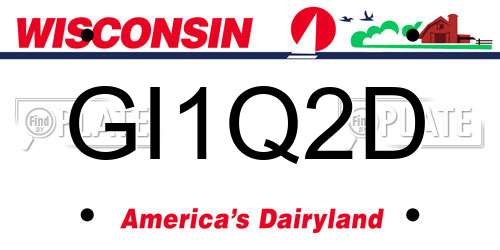 GI1Q2D Wisconsin License Plate