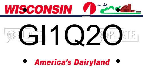 GI1Q2O Wisconsin License Plate