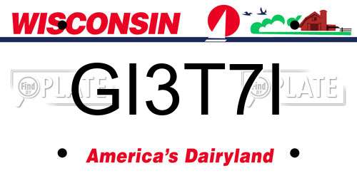 GI3T7I Wisconsin License Plate