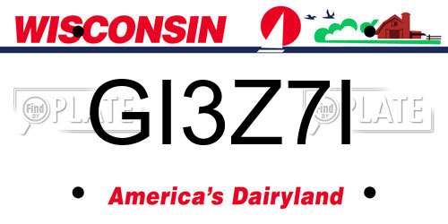 GI3Z7I Wisconsin License Plate