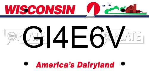 GI4E6V Wisconsin License Plate
