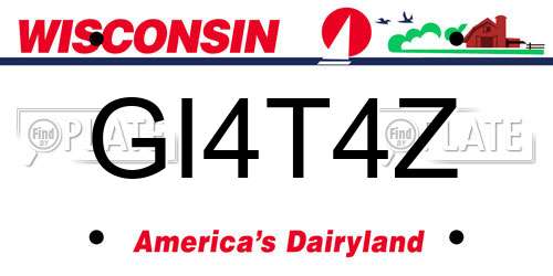 GI4T4Z Wisconsin License Plate