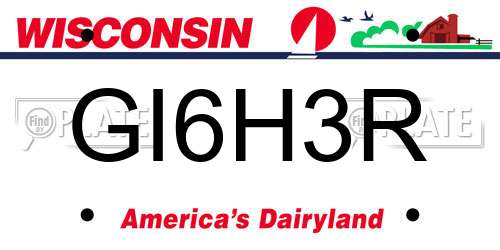 GI6H3R Wisconsin License Plate