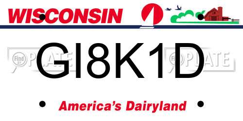 GI8K1D Wisconsin License Plate