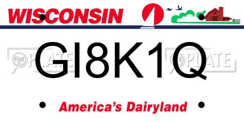 GI8K1Q Wisconsin License Plate