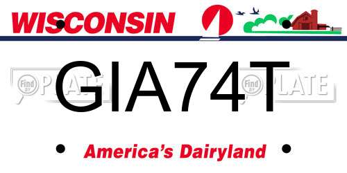 GIA74T Wisconsin License Plate