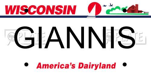 GIANNIS Wisconsin License Plate