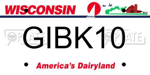 GIBK10 Wisconsin License Plate