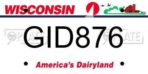 GID876 Wisconsin License Plate