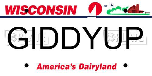 GIDDYUP Wisconsin License Plate