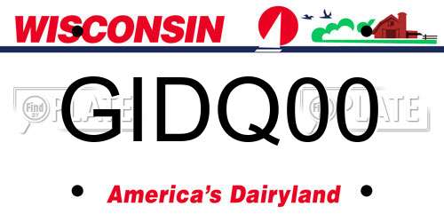 GIDQ00 Wisconsin License Plate