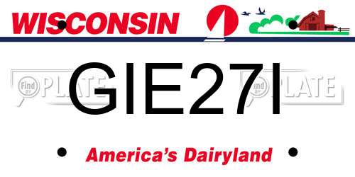 GIE27I Wisconsin License Plate