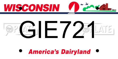 GIE721 Wisconsin License Plate