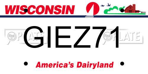 GIEZ71 Wisconsin License Plate