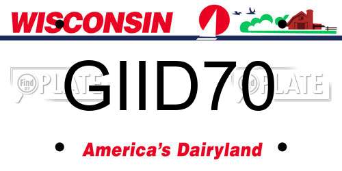 GIID70 Wisconsin License Plate