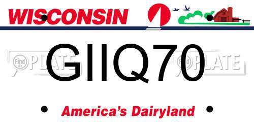 GIIQ70 Wisconsin License Plate