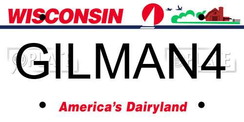 GILMAN4 Wisconsin License Plate