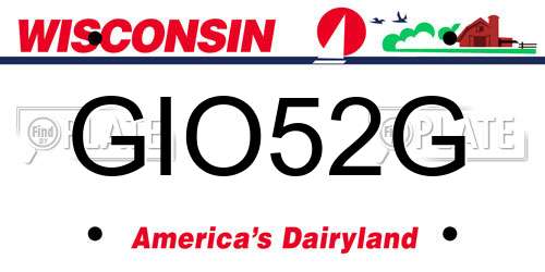 GIO52G Wisconsin License Plate