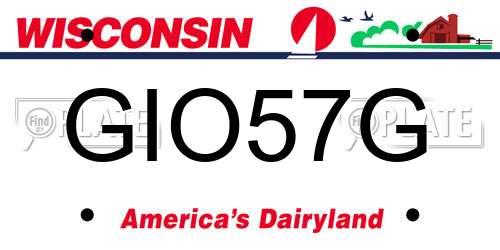 GIO57G Wisconsin License Plate