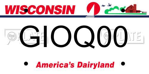 GIOQ00 Wisconsin License Plate