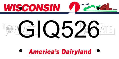 GIQ526 Wisconsin License Plate