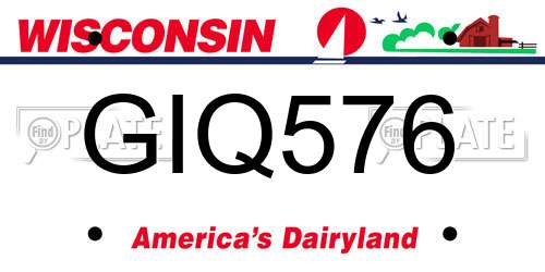 GIQ576 Wisconsin License Plate