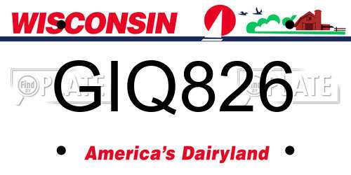 GIQ826 Wisconsin License Plate