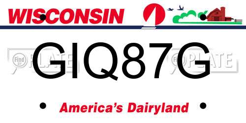 GIQ87G Wisconsin License Plate