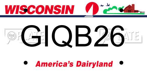 GIQB26 Wisconsin License Plate