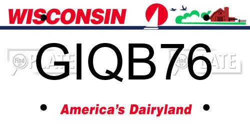GIQB76 Wisconsin License Plate
