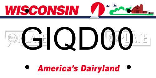 GIQD00 Wisconsin License Plate