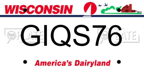 GIQS76 Wisconsin License Plate