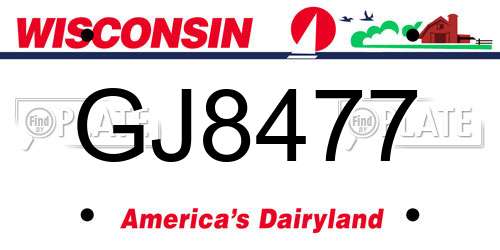 GJ8477 Wisconsin License Plate
