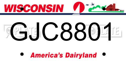GJC8801 Wisconsin License Plate