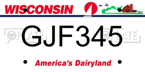 GJF345 Wisconsin License Plate
