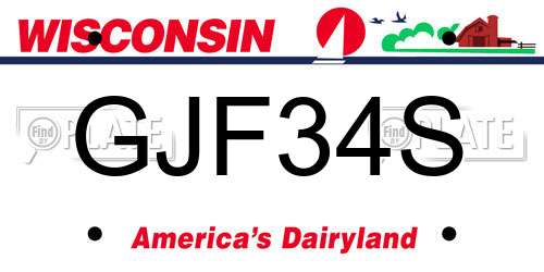 GJF34S Wisconsin License Plate