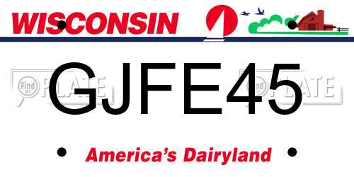 GJFE45 Wisconsin License Plate
