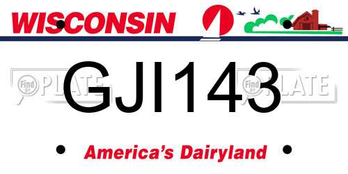GJI143 Wisconsin License Plate