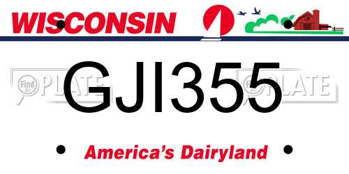 GJI355 Wisconsin License Plate